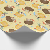 Pina Colada Pineapple Coconut Dogs Pattern Cadeaupapier (Hoek)