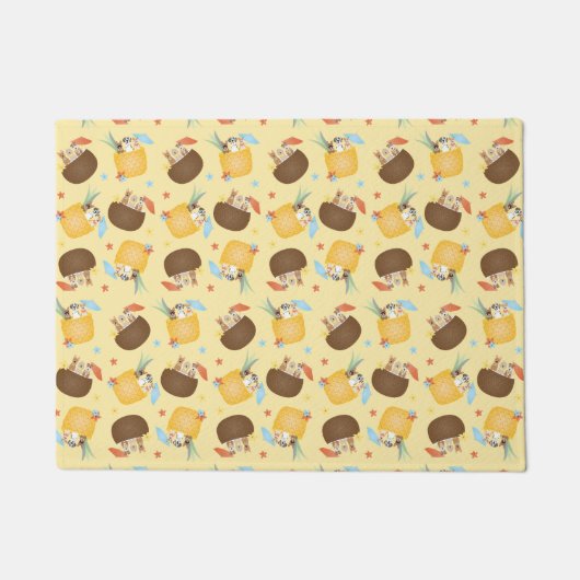 Pina Colada Pineapple Coconut Dogs Pattern Deurmat (Voorkant)