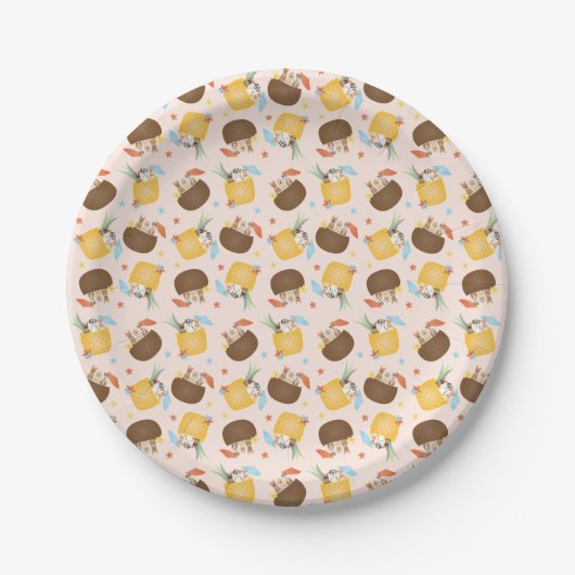Pina Colada Pineapple Coconut Dogs Pattern Papieren Bordje (Voorkant)