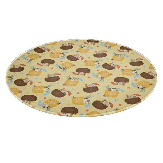 Pina Colada Pineapple Coconut Dogs Pattern Snijplank (Hoek)