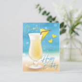 Pina Colada Proost Verjaardagskrant Briefkaart (Staand voorkant)