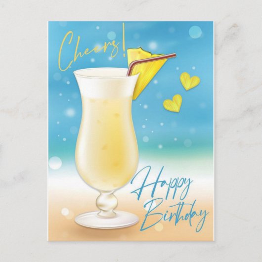Pina Colada Proost Verjaardagskrant Briefkaart (Voorkant)