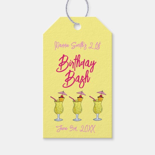 Piña Colada Puerto Ricaanse ananas cocktail party Cadeaulabel (Voorkant)