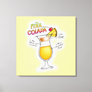 PINA COLADA RECEPT COCKTAIL KUNST CANVAS AFDRUK