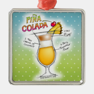 PINA COLADA RECEPT COCKTAIL KUNST METALEN ORNAMENT
