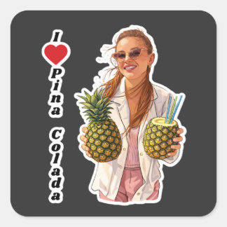 Pina colada, travels, cocktail vierkante sticker