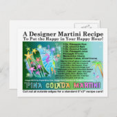 Pina Colada Tropical Martini Recette Carte postale (Devant / Derrière)