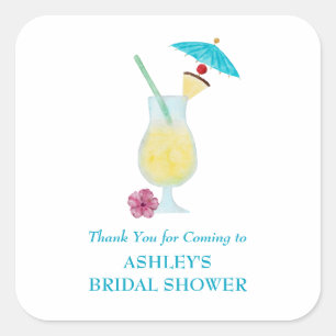 Piña Colada Tropical Wedding Vrijgezellenfeest Vierkante Sticker