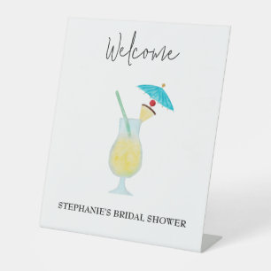 Piña Colada Tropical Wedding Vrijgezellenfeest Wel Reclamebord Met Voetstuk