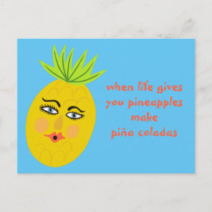 Piña Coladas Whimsical Pineapple Briefkaart