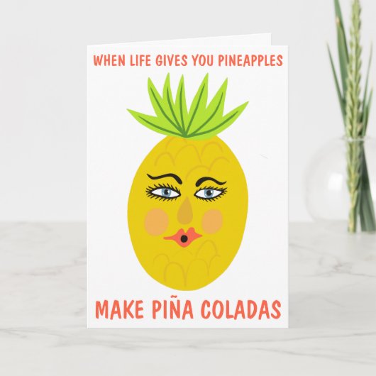 PINA COLADAS Whimsical Sweet Pineappel Custom Kaart (Voorkant)