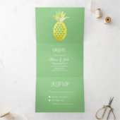 Pina Waterverf Pineapple Fruit Tropic Wedding Drieluik Uitnodiging (Binnen)