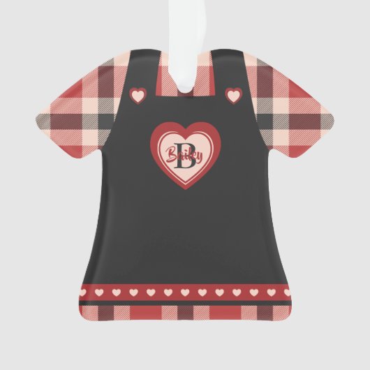 Pinafore jurk gepersonaliseerde volkskunst kerst ornament (voorkant)