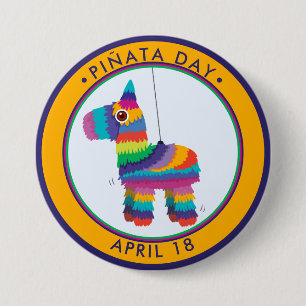 Pinata Day, cartoon donkey piñata Ronde Button 7,6 Cm