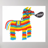 Piñata Donkey HOLA Waterverf Art Poster (Voorkant)