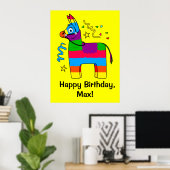 Pinata Happy Birthday Name  Poster (Thuiskantoor)