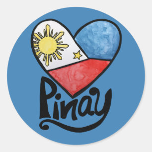 Pinay Filippijnen Flag Heart Filipina Ronde Sticker