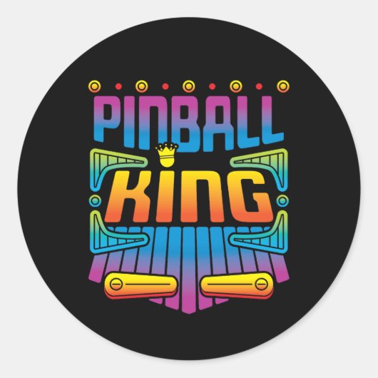 Pinball King Arcade Game Player Ronde Sticker (Voorkant)