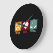 Pinball Machine Peace Love Slogan Funny Retro Grote Klok (Hoek)
