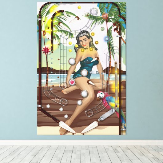  Pinball Machine-spel Canvas Afdruk (Insitu (Houten vloer))