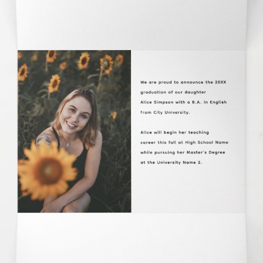 Pinceau Décontracté Grad Photo Faire-part Tri-Fold (Intérieur au milieu)