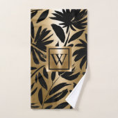Pinceau Floral noir et or (Serviette à main)