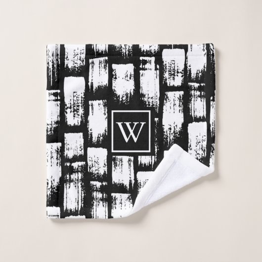 Pinceau noir et blanc Abstrait (Gant de toilette)
