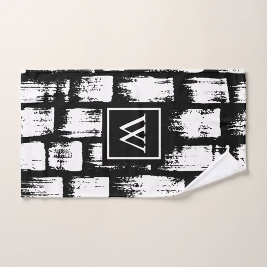 Pinceau noir et blanc Abstrait (Serviette à main)