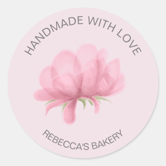 Pinceau rose floral fait à la main avec Sticker d' (Devant)