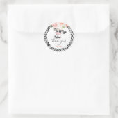 Pinceau rose floral Vache Imprimer Sticker Merci d (Sac)