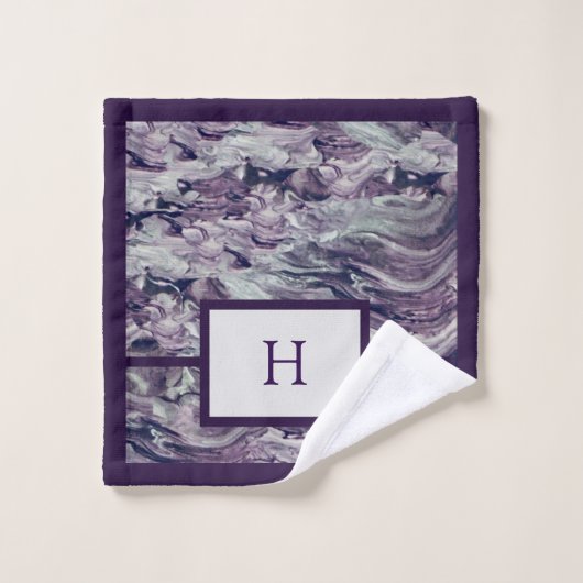 Pinceau violet de couleurs avec Monogramme (Gant de toilette)