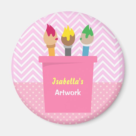 Pinceaux Petits Artistes Filles Aimants Frigo (Devant)