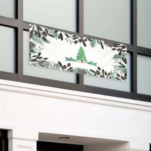 Pinces Et Branches De Pins Rustiques Bannière