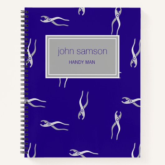 Pinces gris motif bleu Carnet spiral (Devant)