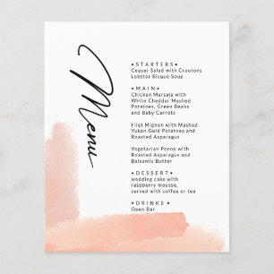 Pinces Roses. Menu mariage moderne simple