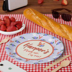 "Pinch me! Ik ben één" Verjaardag van de kreeft aa Papieren Bordje