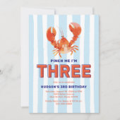 Pinch Me I'm Three Lobster 3rd Birthday Kaart (Voorkant)