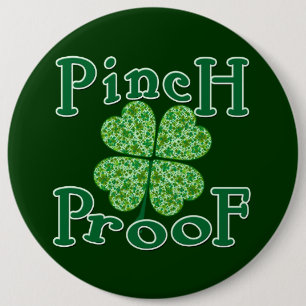 PINCH PROOF met Shamrocks Iers T-shirt Ronde Button 6,0 Cm