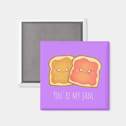 Pindakaas en aardbei gelei toast magneet (Voorkant / Achterkant)