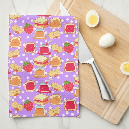 Pindakaas en aardbeiengelei theedoek (Quarter Fold)