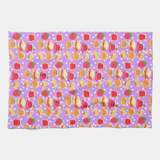 Pindakaas en aardbeiengelei theedoek (Horizontaal)