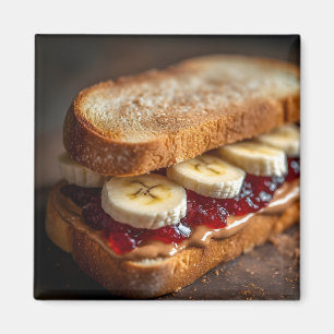 Pindakaas en druivenjam sandwich magneet
