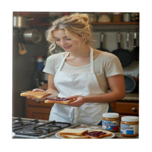 Pindakaas en Jam Sandwich Op Maat Tegeltje