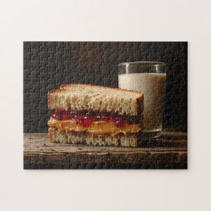 Pindakaas en Jelly Sandwich Melk Legpuzzel