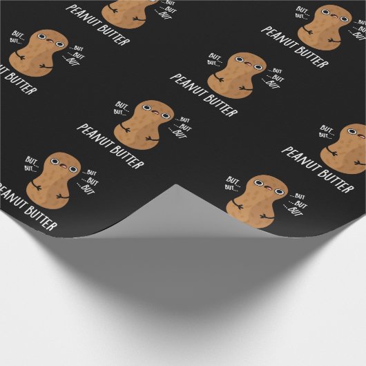 Pindakaas Funny Nut Pun Dark BG Cadeaupapier (Hoek)