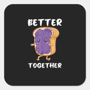 Pindakaas Jam Samen Beter Grappig Eten Liefde Vierkante Sticker