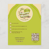 Pindakaas Schattige Logo en QR Code Geel Groen Flyer (Achterkant)