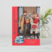 Pindakaas Snoopy Winter Puffer Jack Feestdagenkaart (Staand voorkant)