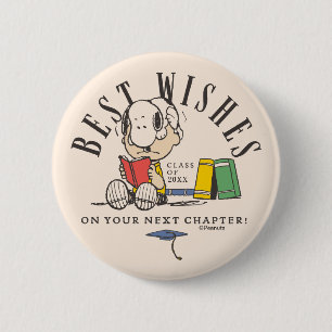 Pinda's Beste Wensen Afstuderen Snoopy Lezen Ronde Button 5,7 Cm