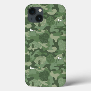 pinda's   Camouflage in Snoopy & Woodstock iPhone 13 Hoesje